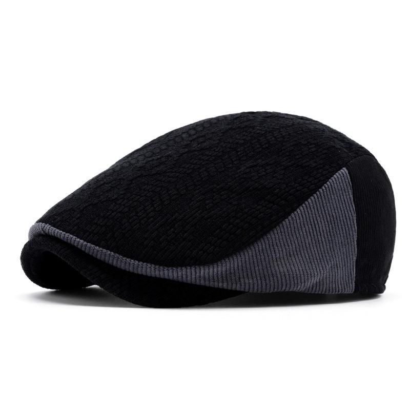 Men's Color Matching Peaked Cap Knitted Wool Beret Autumn Winter British Retro Forward Hat Warm Cap Painter's Hat