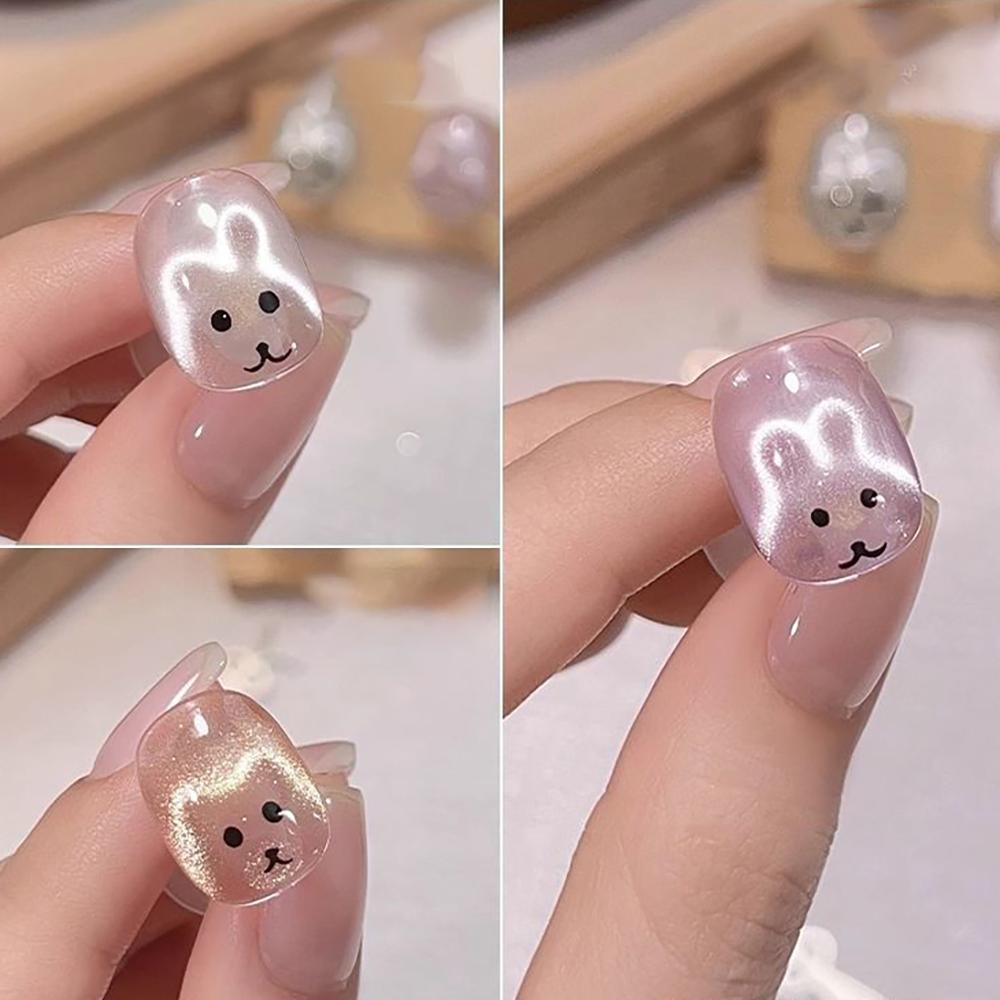 Rabbit "Cat's Eye" Nail Art Magnet — Cute, Multi-functional Fold-Ear Rabbit Design (Magnetic Plate — Non-Magnetic Itself)
