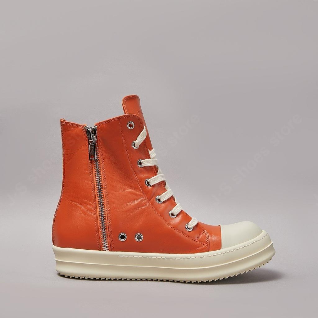 Ro Herrenschuh Orange Lederstiefel High Top Freizeitschuhe Rindsleder Sneaker Schnürschuh Klassisch Reißverschluss Damen Sneaker Rindsleder Stiefelette