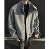 Американская серая шерстяная куртка со стойкой воротником мужская осенне-зимняя хулиганская красивая шерстяная куртка короткая корейского силуэта пиджак