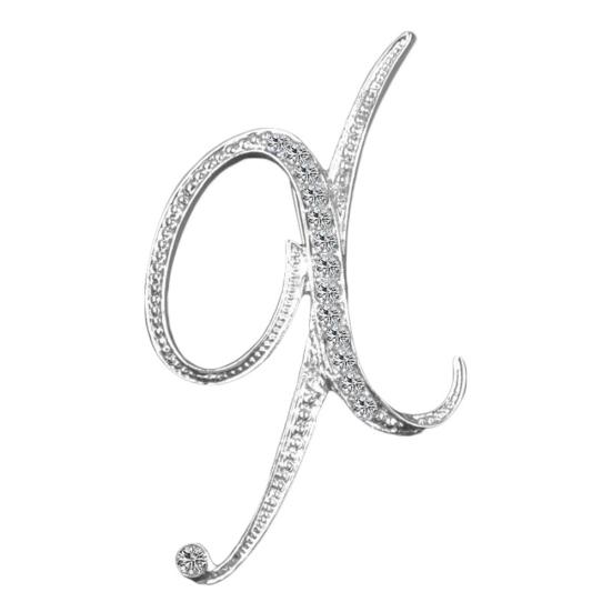 1 Pc Fashion Unisex Rhinestone English Letters Alphabet A-Z Brooch Pin Ornament