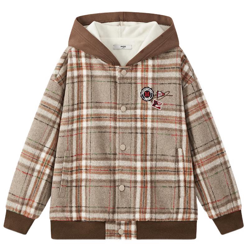 MQD Boys Plaid Hooded Jacket 150cm