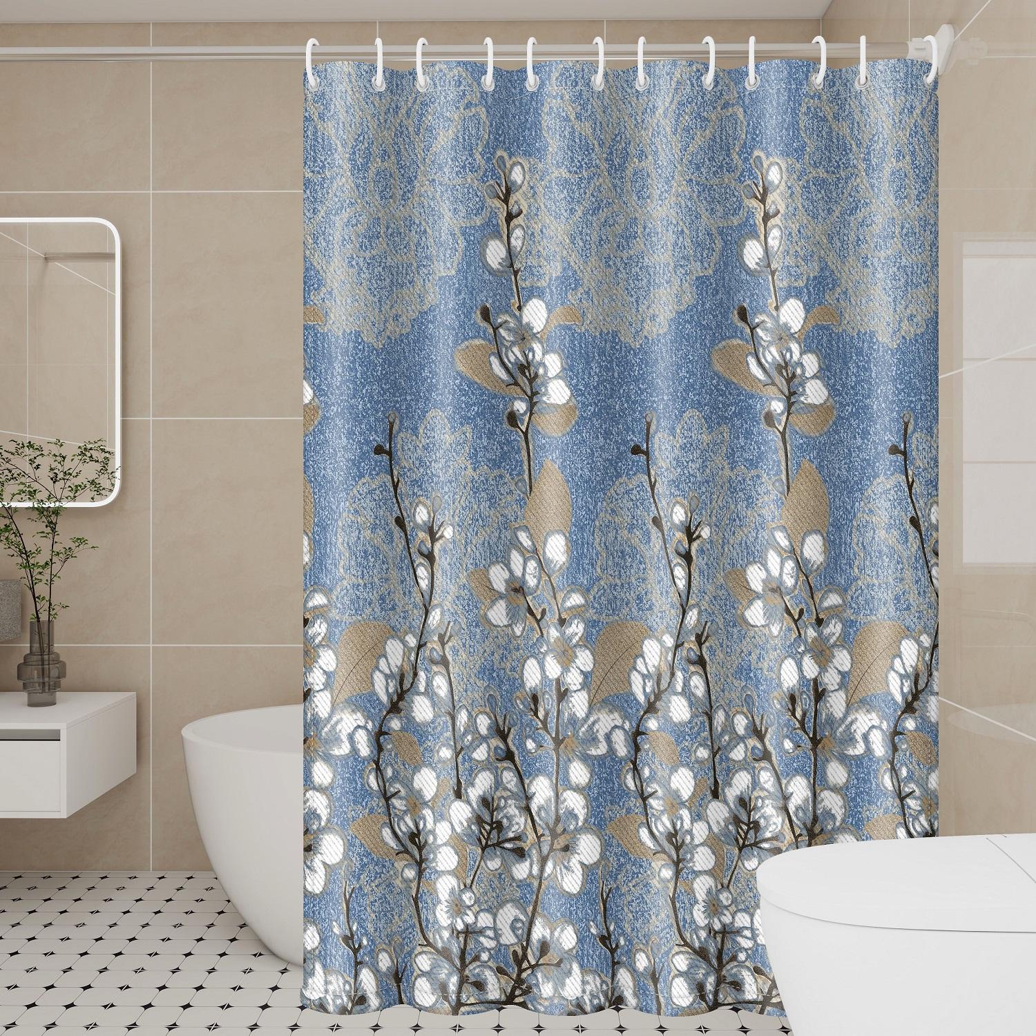 

Botanical White Magnolia Blossom Bath Curtain - Durable, Quick-Dry Polyester Fabric W60H190(CM)-1 Pcs