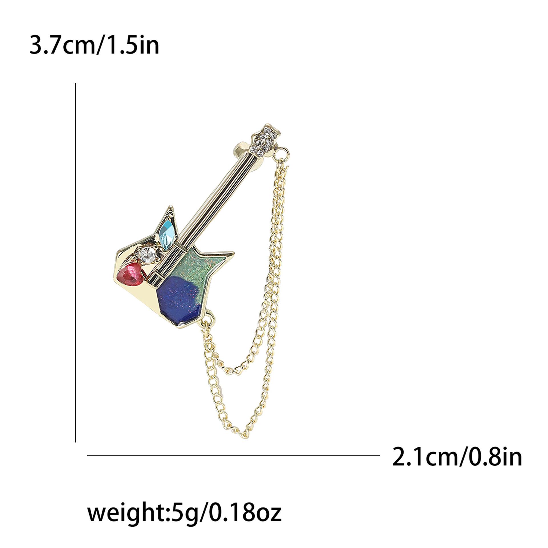 

Модная креативная брошь-гитара из сплава со стразами, универсальная, для мужской и женской одежды, корсаж, ювелирные изделия, булавка