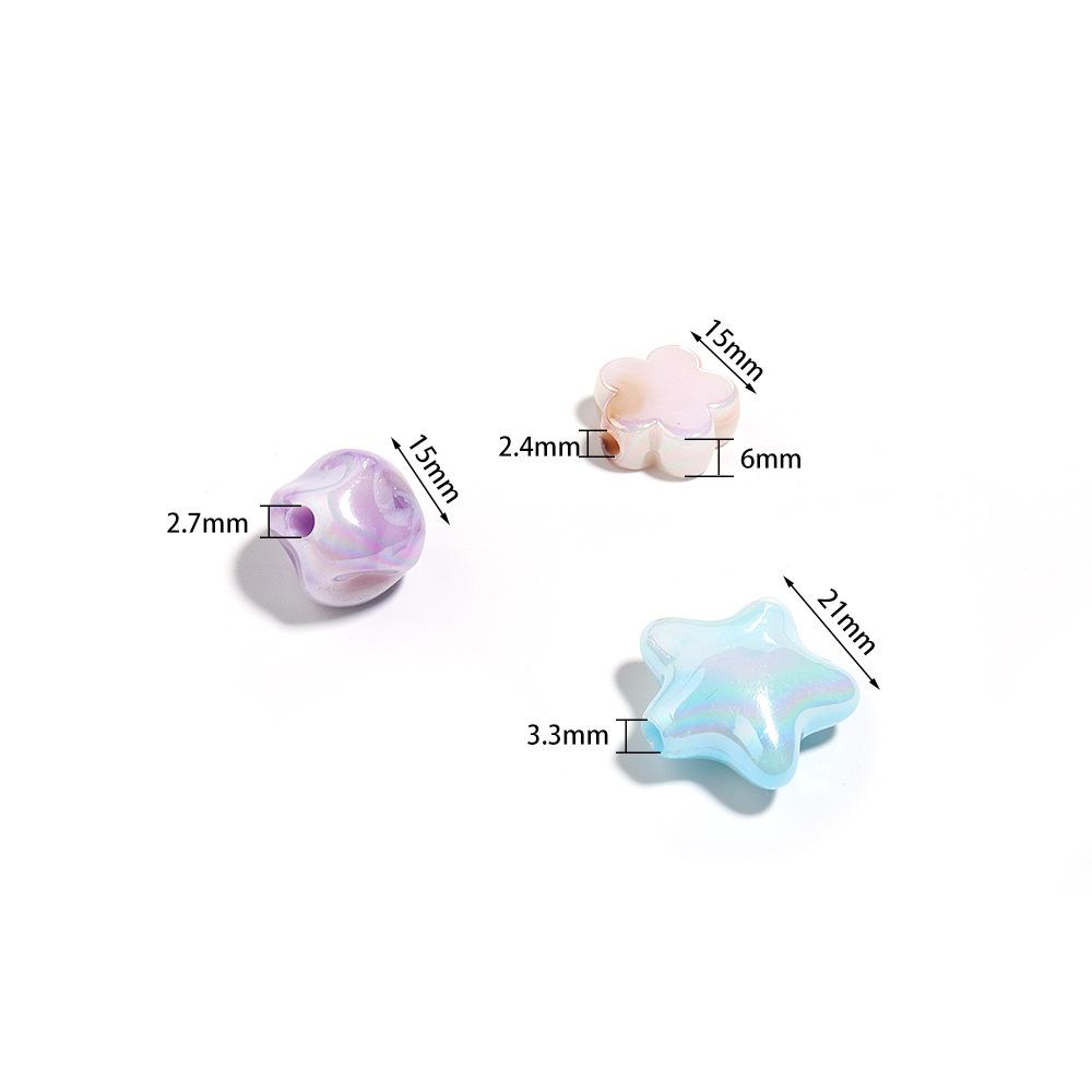 20-Piece Pack of Iridescent Gradient Five-Pointed Star Flower Acrylic Beads for DIY Bracelets
