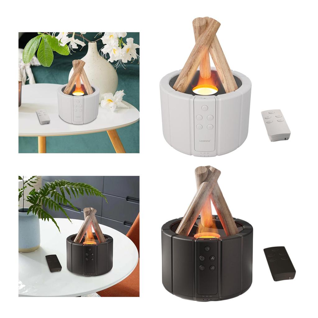 Flame Humidifier with Remote Control Colorful Night Light USB Electric Aroma Diffuser for Office Home Room Bedroom Study Spa
