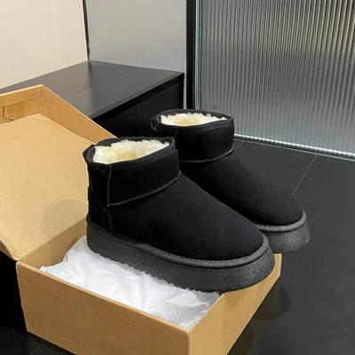 Fashion Solid Color Flock Snow Boots for Women New Designer Winter Warm Cotton Shoes Female Fashion Casual Platform Ankle Boots Ladies