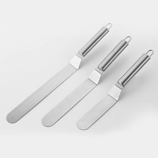 Stainless Steel Cream Spatula Curved Icing Tool for Cake Decorating 6/8/10/12 Inch Comfortable Handle DIY Cake Tools Frosting Utensils