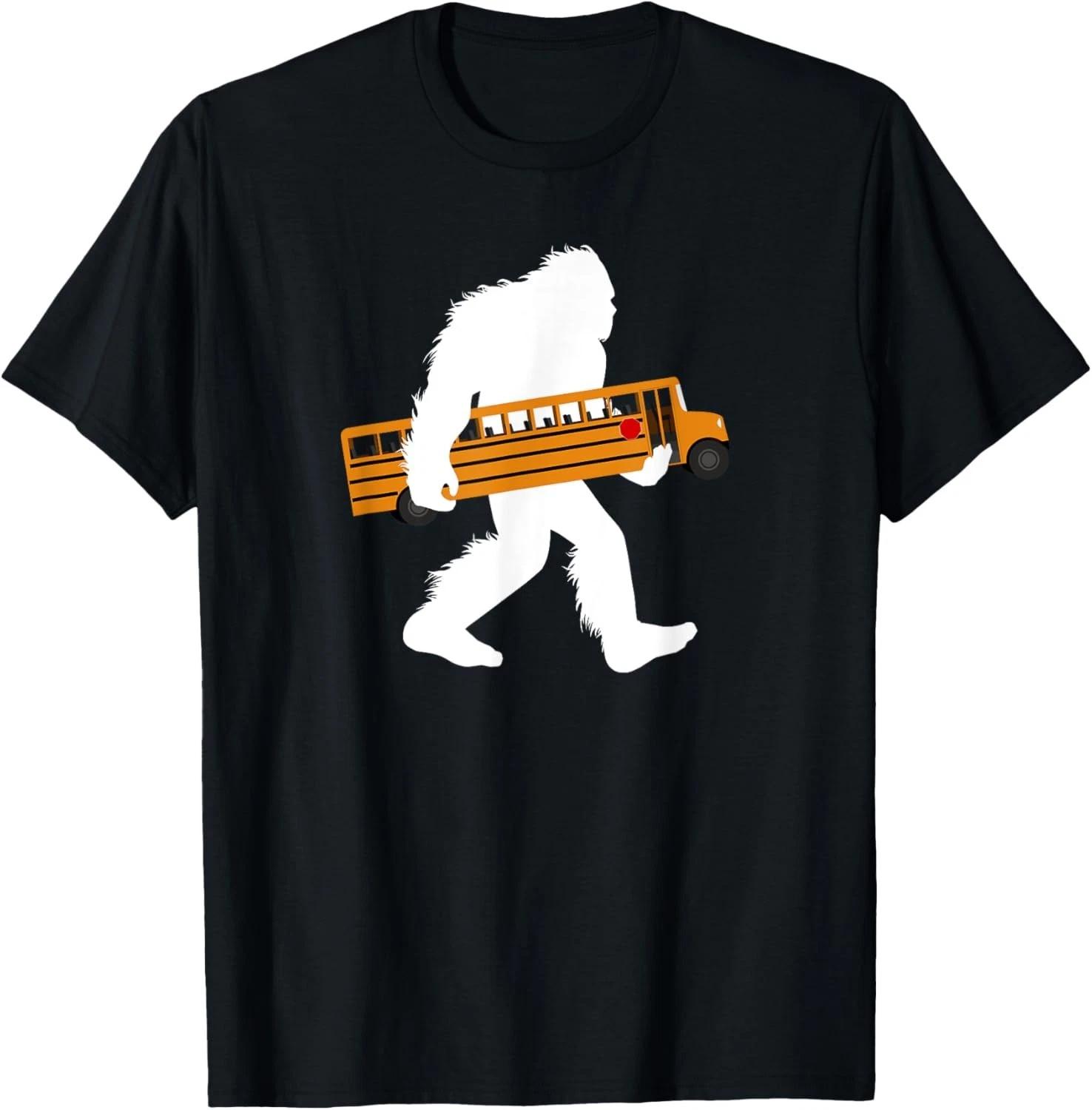 

Bigfoot Carrying School Bus Sasquatch Bus Driver T-Shirt 3XL
