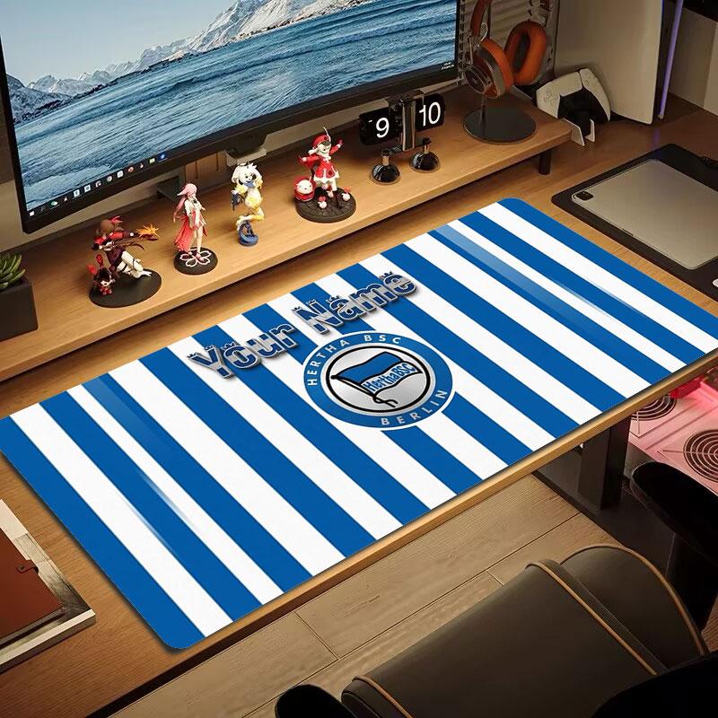 Hertha BSC Benutzerdefinierter Name Große Größe Mauspads Große Gaming Tischunterlage Rutschfest Laptop Tablet Großes Mauspads XXL Matte Mini-PC Spielmatte Mit Verriegeltem Rand