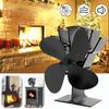 Heat Powered Komin Wood Burner Eco Fan Black Stove Fan 4 Blade Fireplace Fan Friendly Quiet Home Efficient Heat Distribution