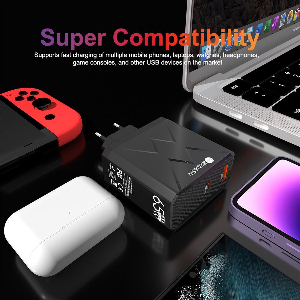 65W QC3.0 6-Port High Power USB Fast Charger for Mobile Phones - US/EU/UK Standard