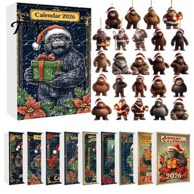 Collectible Christmas Ornaments Advent Calendar, Ape Series 24 Day Countdown Box with Acrylic Pendants, Festive Tree Hanging for Holiday Home