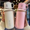 Stainless Steel Insulated Cup Sports Water Bottle Portable for Going Out Car Handle Bowl Lid Water Cup