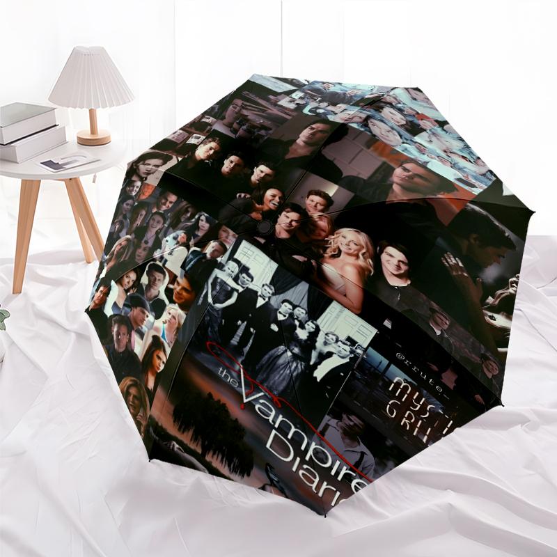 Printed The Vampire Diaries Folding Umbrella,Outdoor,Leisure,And Travel Umbrella,Durable Umbrella Fabric,Birthday And Holiday Gift