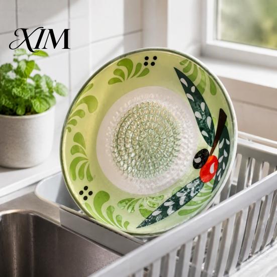 Wielofunkcyjna tarka do przecierów owocowych Ceramiczna tarcza do mielenia imbiru i czosnku, Tarka z ostrymi ząbkami, Łatwa do czyszczenia ręczna maszynka do mielenia dodatków żywnościowych