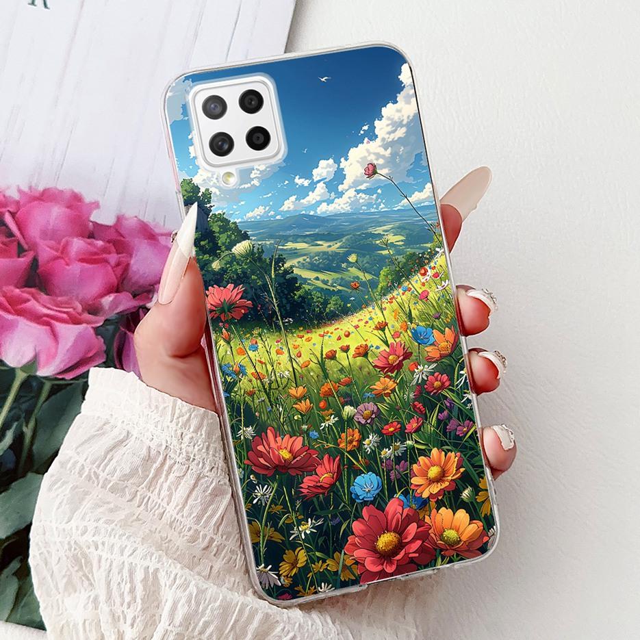 For Samsung Galaxy A22 4G Case Coloful Flowers Painted Cover Soft Slim Phone Case For Samsung A22 A 22 Galaxy A42 5G Fundas Bags