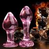 Pink Ribbed Glass Butt Plug Masturbation Sex Toy Explore Ass Play Women Man Gspot Stimulate Orgasmic Lesbian Backdoor Game