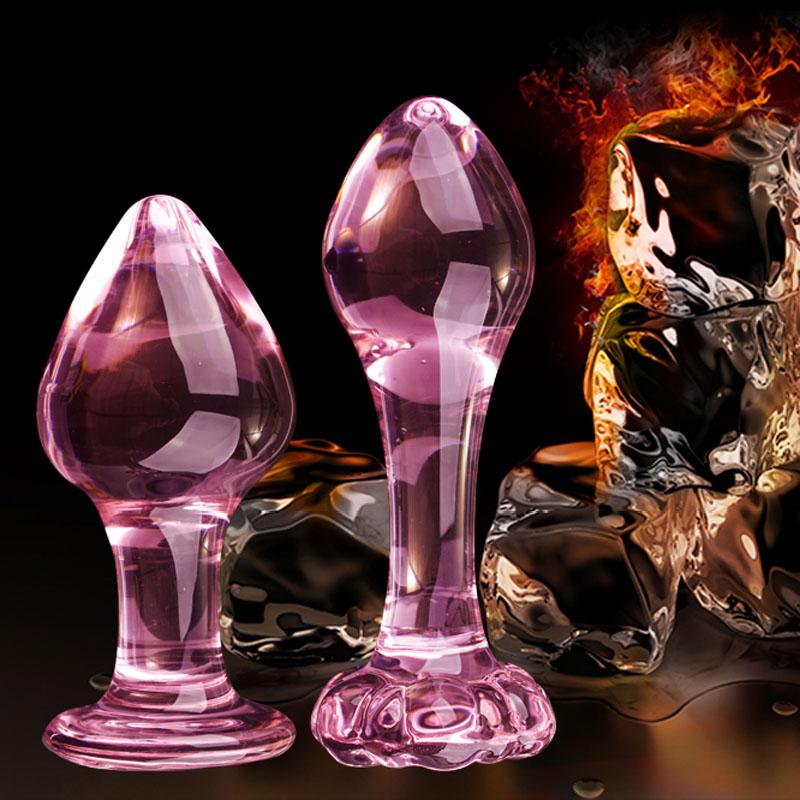 Pink Ribbed Glass Butt Plug Masturbation Sex Toy Explore Ass Play Women Man Gspot Stimulate Orgasmic Lesbian Backdoor Game