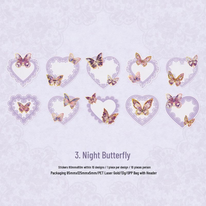 

Yanji Butterfly Laser Holographic Sticker Pack - Lace Sweet Talk Series for DIY Journals