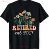 Retired 2017 Funny Retirement T Shirt For Women Wildflower Vintage Washed Top For Everyday Wear Fashion Comfortable Streetwear