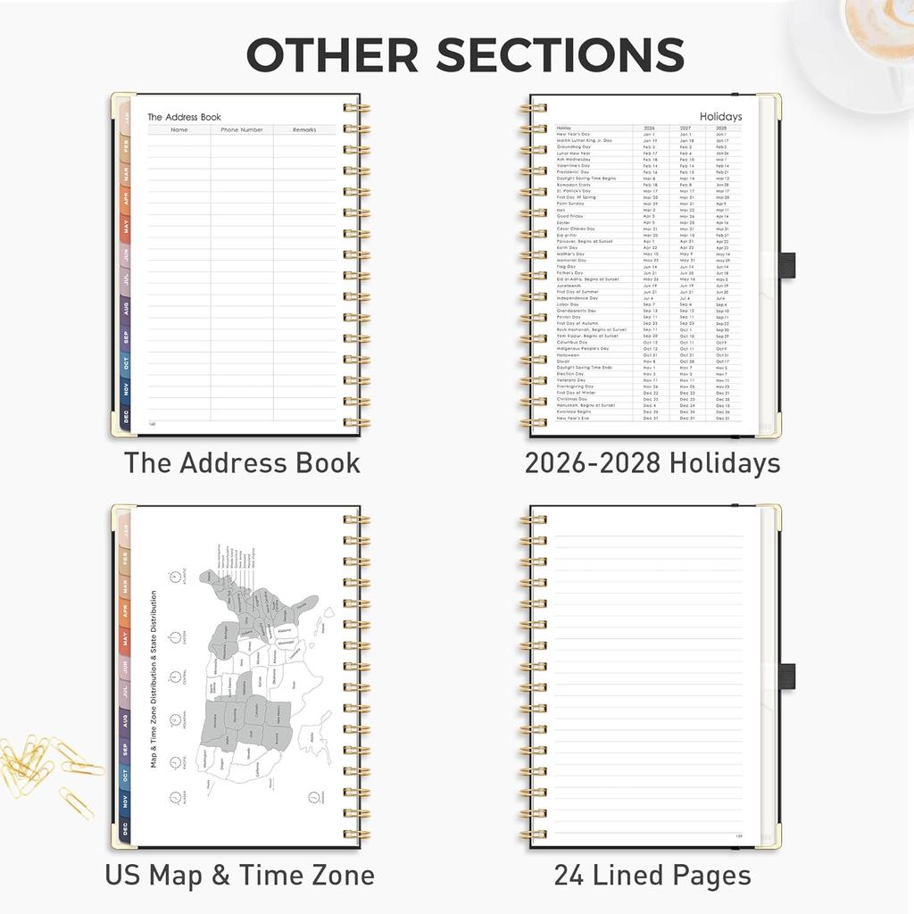 RETTACY 2026 Planner, Weekly and Monthly, Medium Size (5.7" x 8.3"), Jan - Dec 2026, Agenda, Calendar, 12 Month Tabs, Hardcover, 100 GSM Thick Paper,