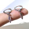 Punk Design Leaf Feather  Silver Needle Hoop Earrings for Women Men  Accessories Stainless Feather Earring Brincos