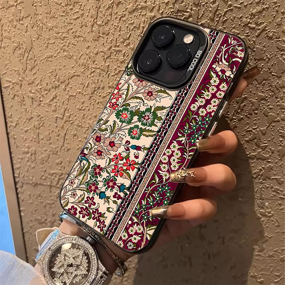 Floral IMD Phone Case For Xiaomi 17 Pro Max 15 T Pro 14 13 12 Pro Mi 11 Lite 5G Shockproof Slim Protective Silver Frame Cover