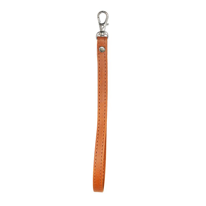 Cowhide Flat Fine Grained Mobile Phone Case Hanging Rope Wrist Strap Universal Wrist Strap Solid Color Leather Metal Keychain