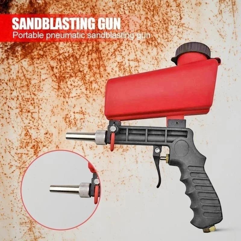 Portable Aluminium Pneumatic Sandblaster Spray Gun Sand Removal Blasting Power Machine Gravity Sandblasting Gun
