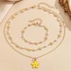 Fashion Colorful Zircon Starfish Pendant Necklace Bracelet for Women Luxury Gold Color Crystal Temperament Choker Zircon Gifts