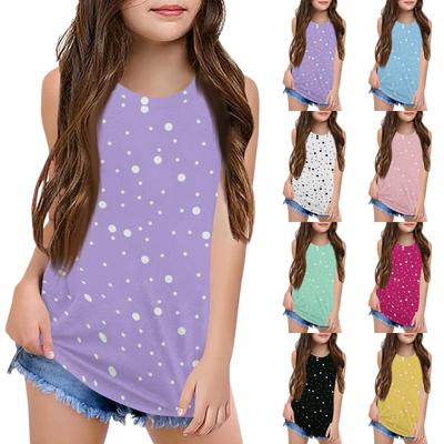 Girls  Kids Summer Crewneck Sleeveless Shirts Tank Tops
