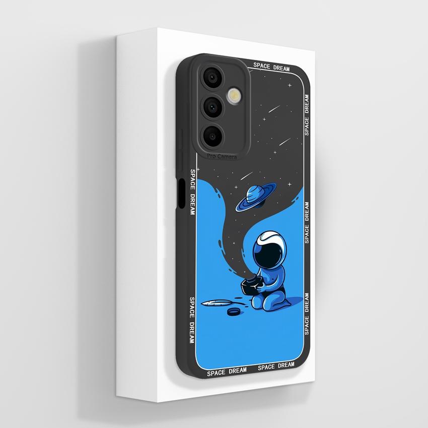 For Samsung Galaxy A15 A16 A14 M15 M16 F13 F15 Cover Case Cute Cartoon Astronaut Pattern Liquid Silicone Anti Drop Protective Shell For Samsung Casing