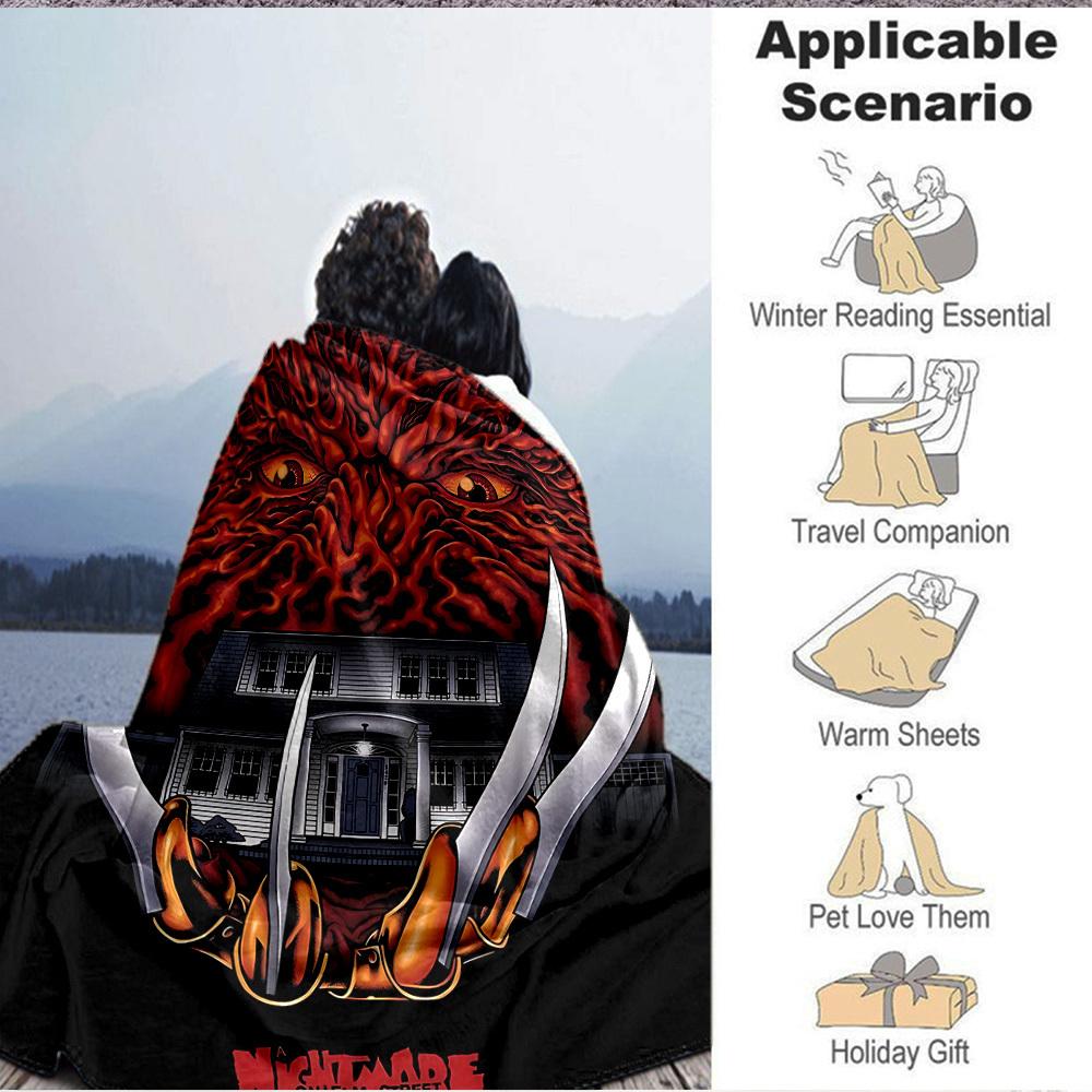 1pc A Nightmare On Elm Street Flannel Throw Blanket - HD Printed Lightweight Soft Warm All-Season Blanket for Sofa, Bed, Travel, Camping 081