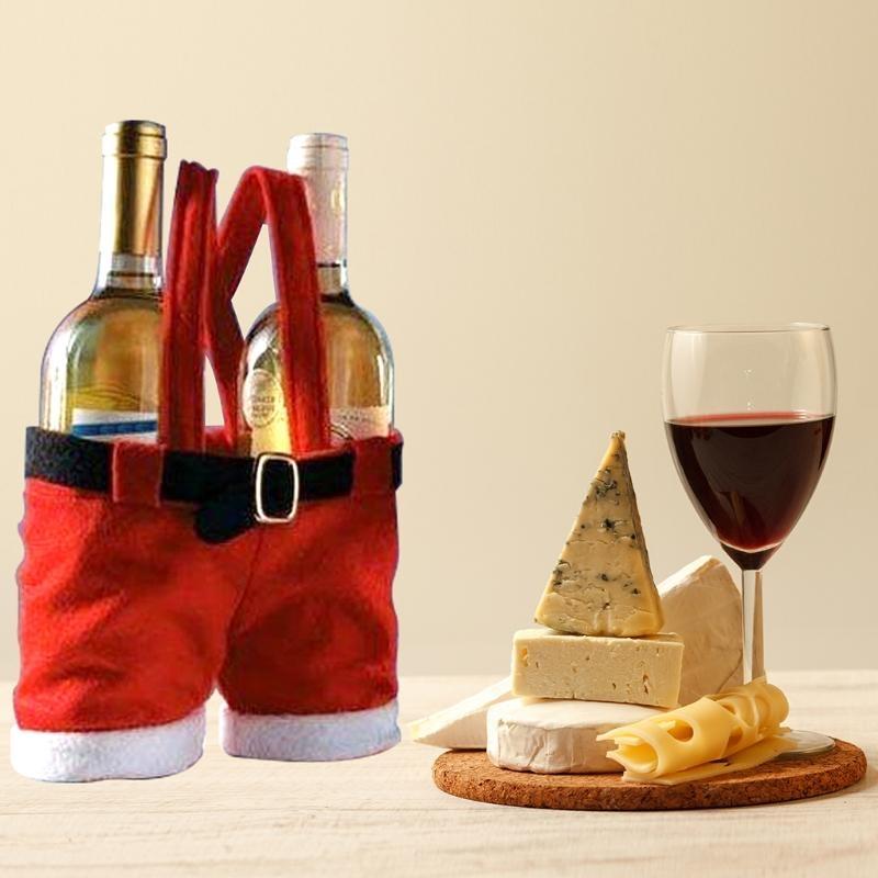 Christmas Decorations Candy Bag Wine Bottle Holder Santa Pants Lovely Treat Bags Sacks Stocking Filler