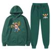 Mens Warm Hooded Sweatshirt Set With Printed Design Long Sleeve Top Pants Casual Sportwear Winter
