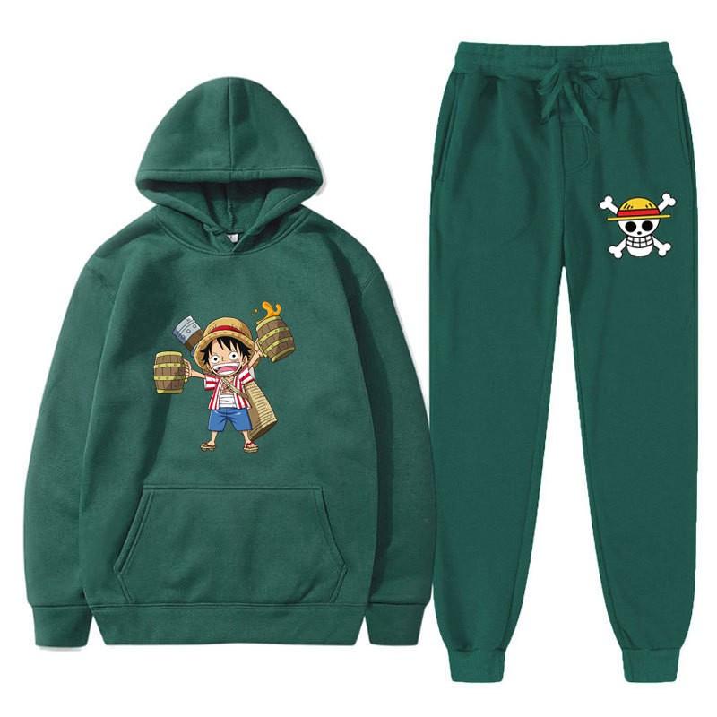 Mens Warm Hooded Sweatshirt Set With Printed Design Long Sleeve Top Pants Casual Sportwear Winter