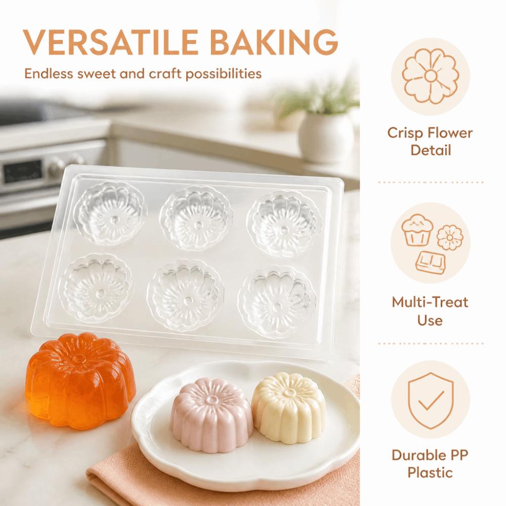 PP Pudding Mold 6 Grids Mousse Mold Candy Coating Jelly Mold Cake Baking