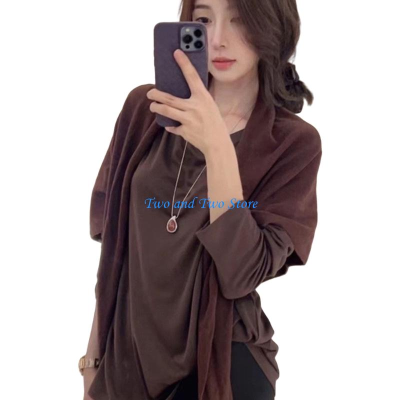HX6F Elegant Wool Triangular Scarf For Women Winter Shawl Wrap Soft Warm Fashionable Neck Cover Gift