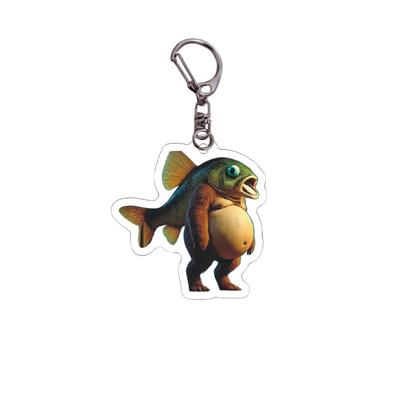 Playful Italian Brainrot Animals Keychains Acrylic Shark Keychain Meme Keyrings Fans Friends Gifts Phone Charms Backpack Pendants