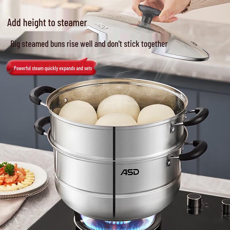 ASD 28cm 3-Layer 304 Stainless Steel Steamer Pot