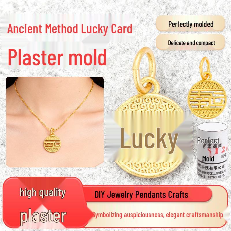 Ancient Luck Card Pendant Mold: Gold & Silver DIY Jewelry Necklace for Fortune & Wealth