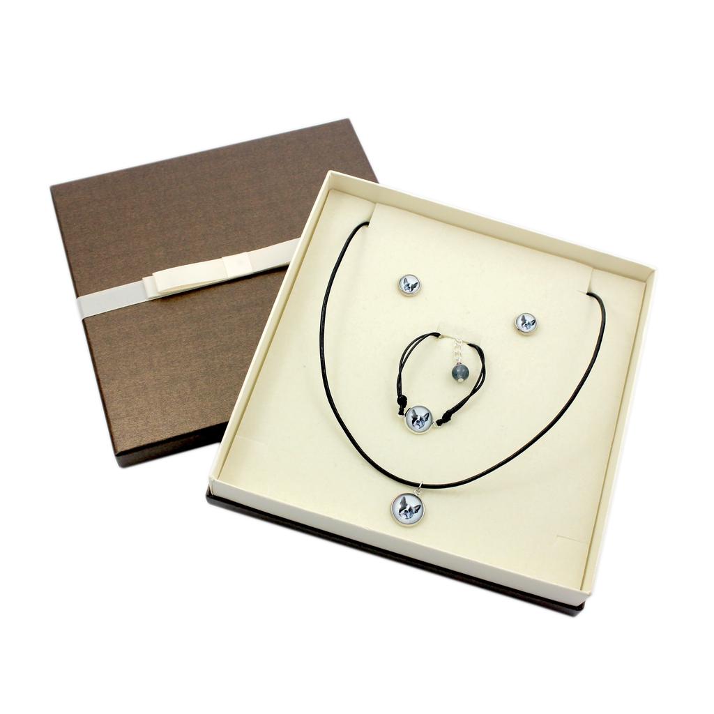 Boston Terrier, American Gentleman – A set of jewelry in a box, necklace | Art-Dog