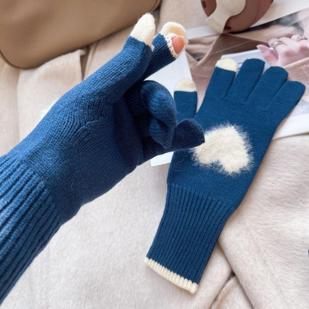 Touchscreen Love Heart Gloves Windproof Cycling Gloves Creative Women Knitted Gloves  Autumn/Winter