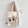 Large Capacity Cartoon Cat Shoulder Bag Handbag Furry Tote Bag Portable Plush Bag Students