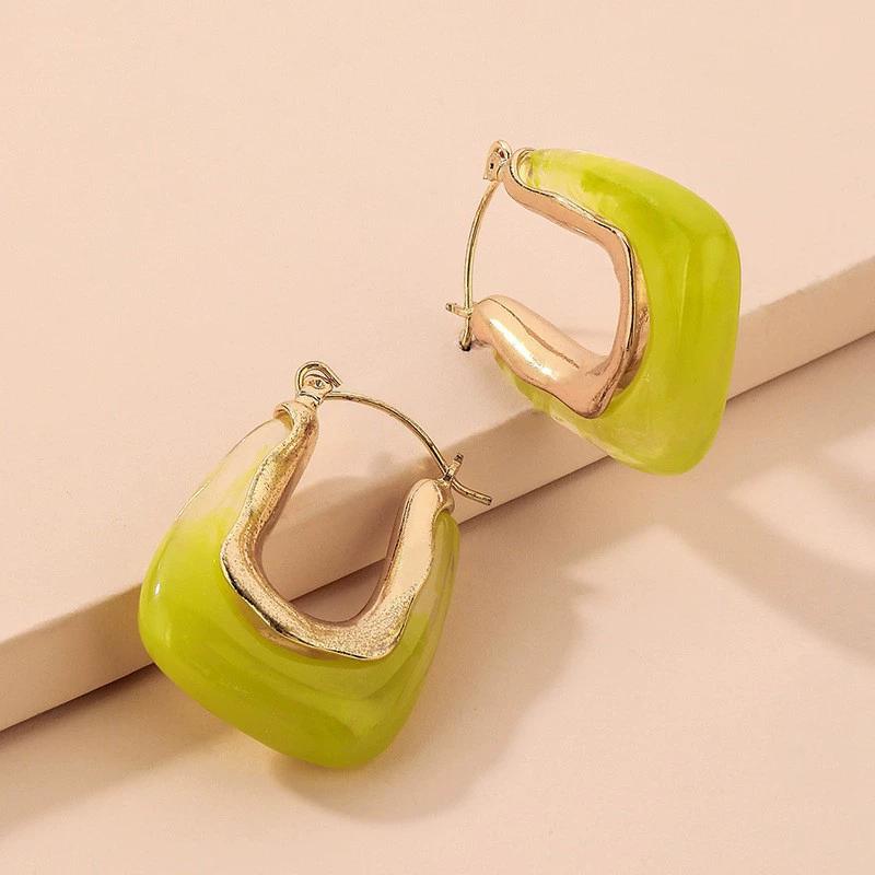 

2025 Новые Модные Прозрачные Серьги-Кольца из Смолы для Женщин Девушек Геометрические Неправильной Формы Металлические Акриловые Серьги Вечерние Украшения