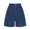 Sally Denim Cut-Line Elastic Waist Shorts_I6B-Cpt018