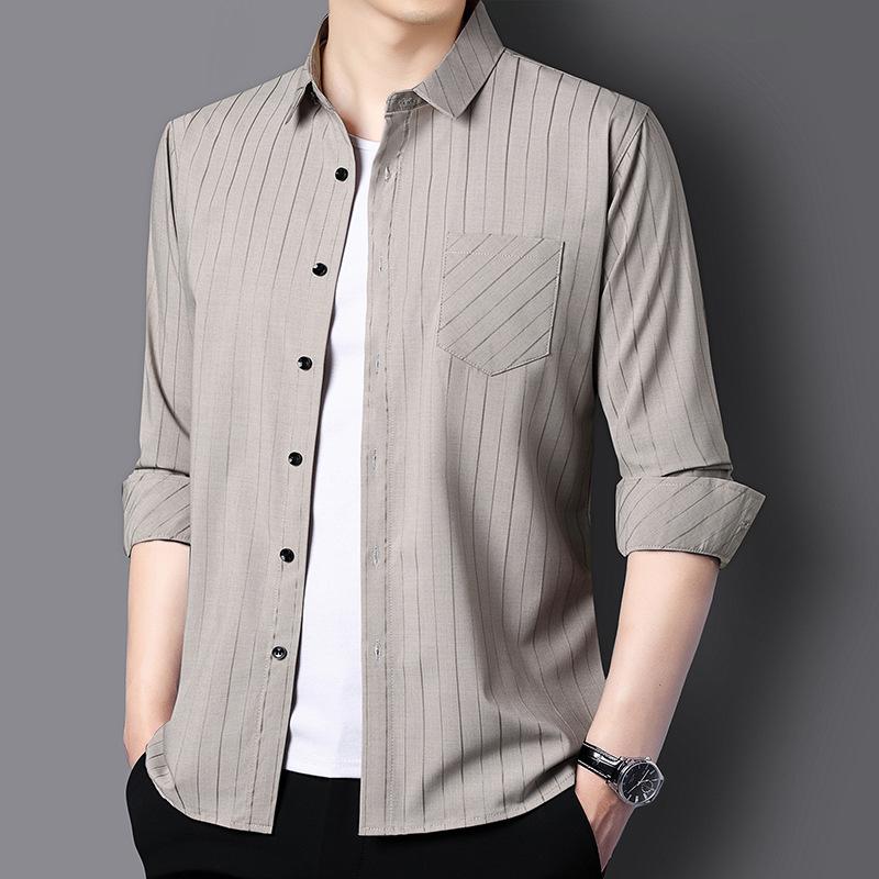 Мужская осенняя новая мужская рубашка с длинным рукавом — фото 4