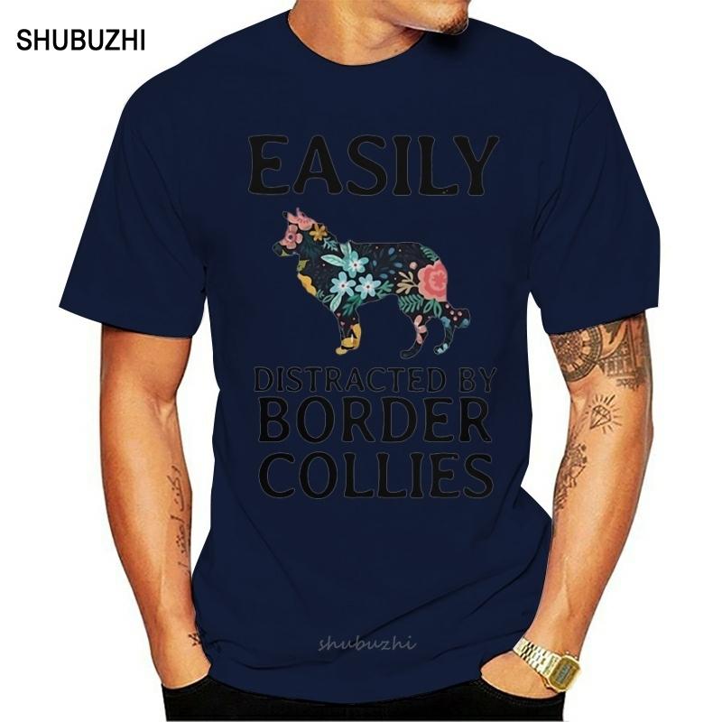 Easily Distracted by Border Collies shirt men cotton tshirt summer brand teeshirt euro size S