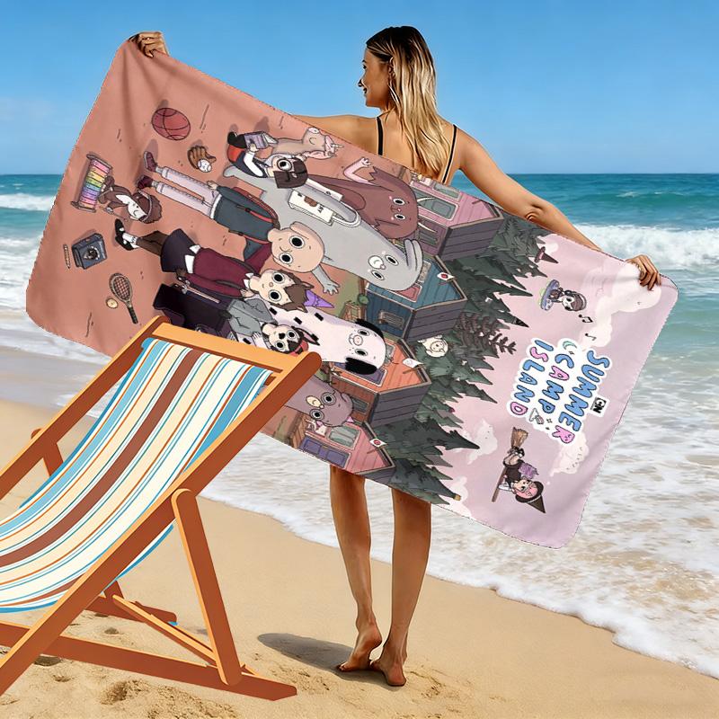 Summer Camp Island cartoon 2D Flat Print Beach Towel, Large Soft Quick Dry Towel for Beach Camping SwimmingXSTJ0915529